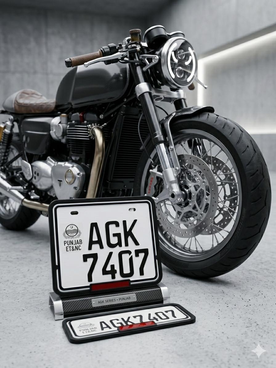 Punjab Style Upper Side Embossed Replica Number Plates (Bike) (Front & Back Pair) - King Auto Mart
