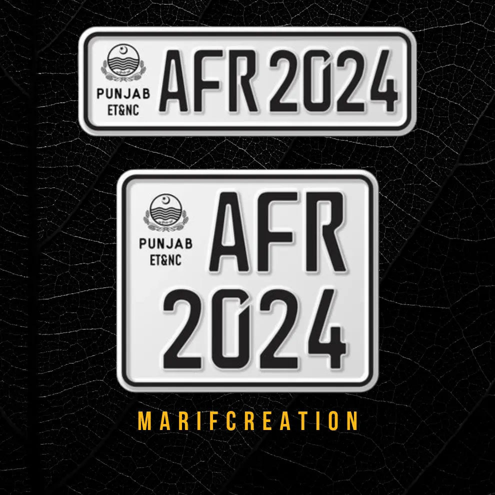 Punjab Style Upper Side Embossed Replica Number Plates (Bike) (Front & Back Pair) - King Auto Mart