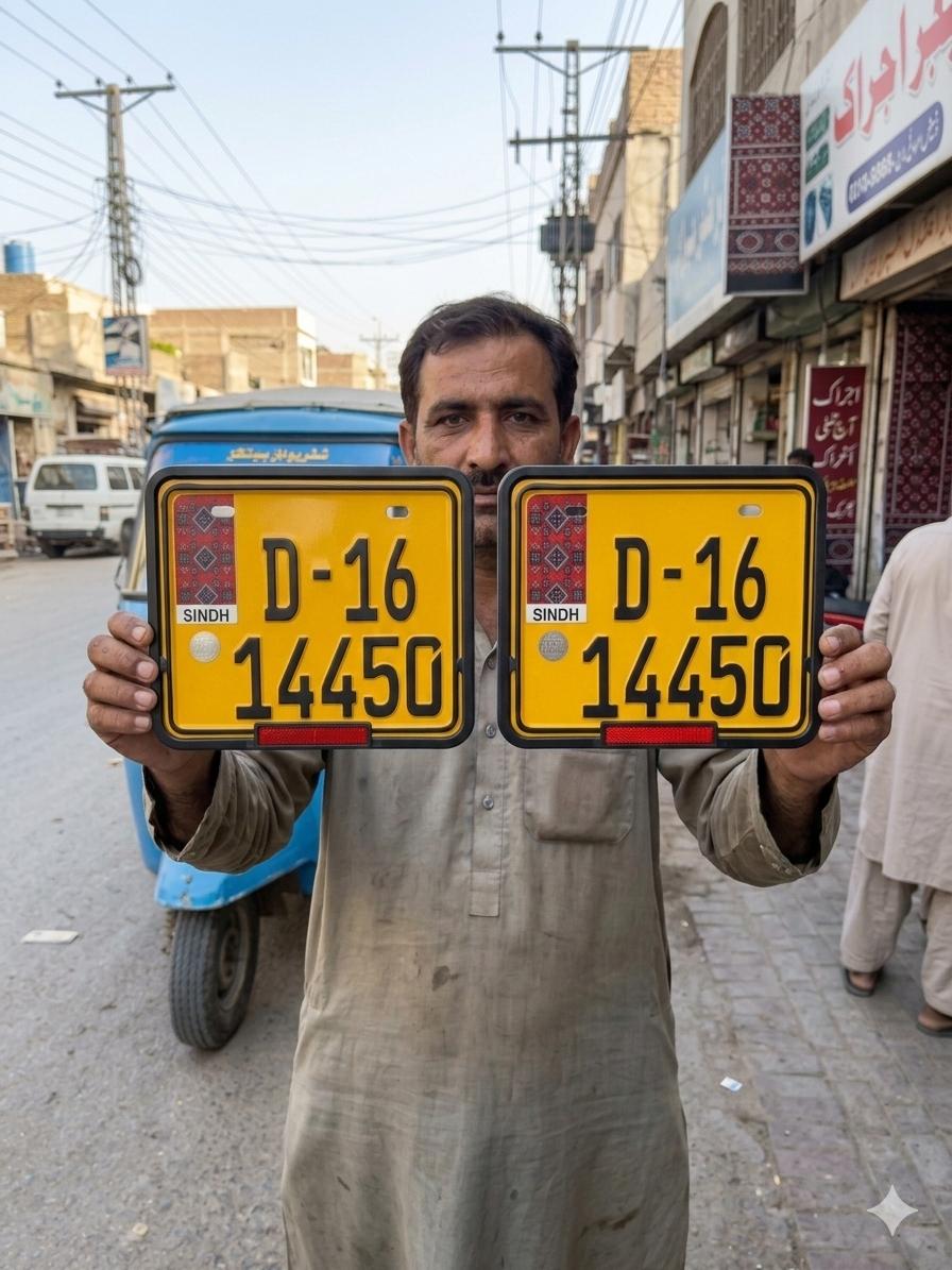 Rikshaw Sindh Ajrak Style Replica Upper side Embossed Number Plates (Rikshaw) - King Auto Mart