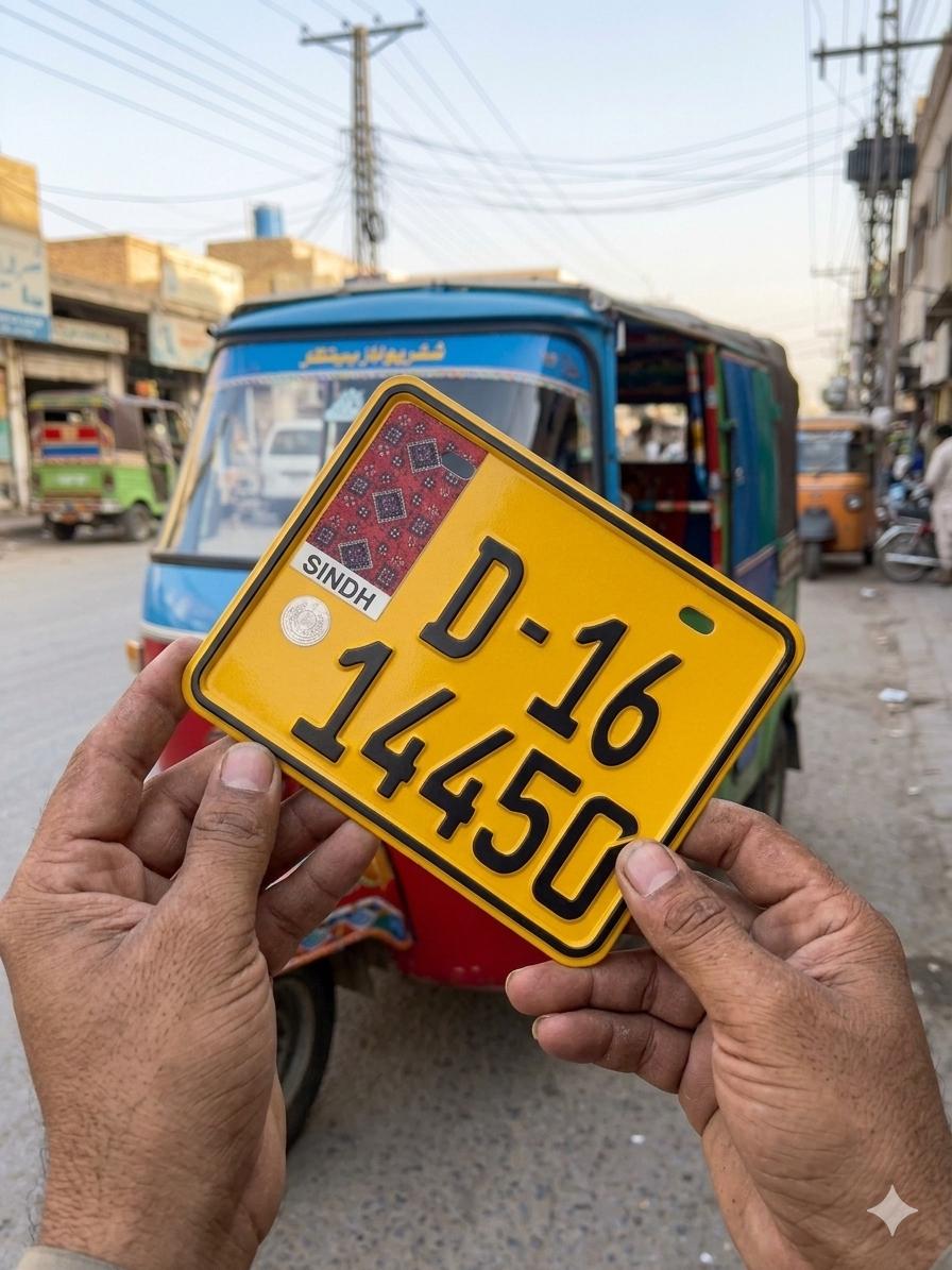 Rikshaw Sindh Ajrak Style Replica Upper side Embossed Number Plates (Rikshaw) - King Auto Mart