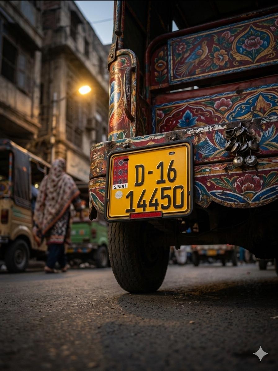 Rikshaw Sindh Ajrak Style Replica Upper side Embossed Number Plates (Rikshaw) - King Auto Mart