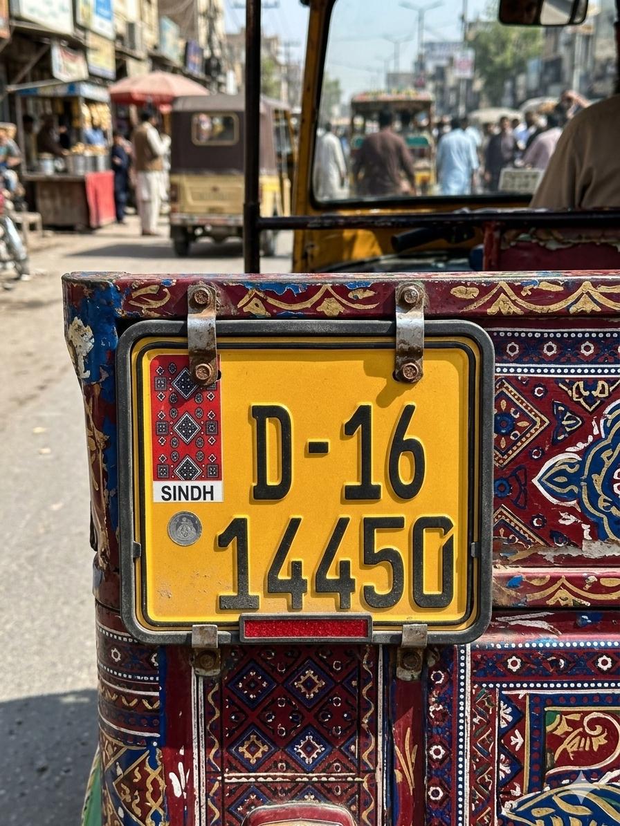 Rikshaw Sindh Ajrak Style Replica Upper side Embossed Number Plates (Rikshaw) - King Auto Mart