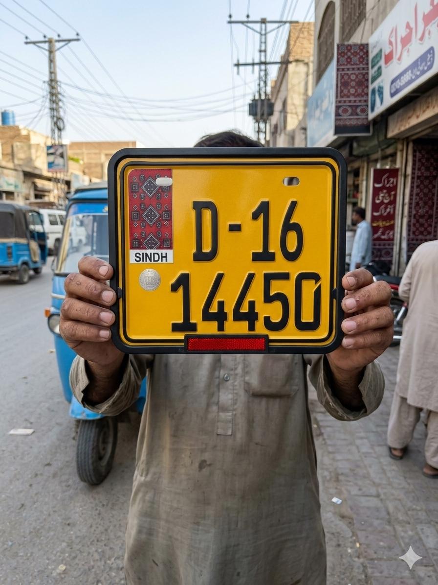 Rikshaw Sindh Ajrak Style Replica Upper side Embossed Number Plates (Rikshaw) - King Auto Mart