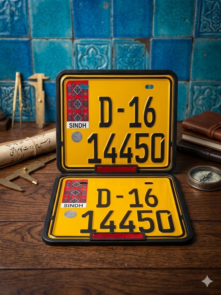 Rikshaw Sindh Ajrak Style Replica Upper side Embossed Number Plates (Rikshaw) - King Auto Mart